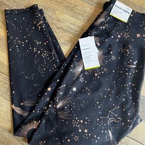 Old Navy Elevate Leggings Celestial Rose Gold Pattern 7/8th length